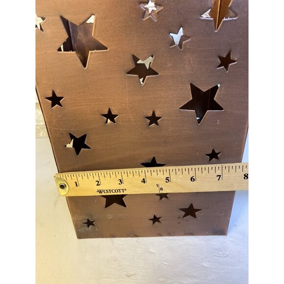 Rustic Stars Metal Lantern Luminary For 12” Tall Fits 3” Diameter Pillar Candle - Picture 11 of 14